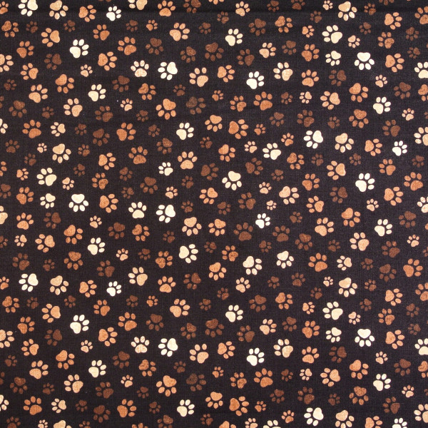 0,9 m Patchworkstoff Pfoten Hunde Tiere Pfotenstoff braun