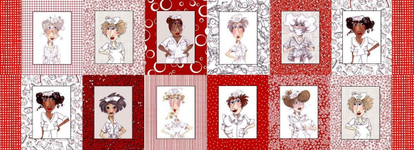 0,38 m Loralie Patchworkstoff Nifty Nurses Krankenschwestern Panel