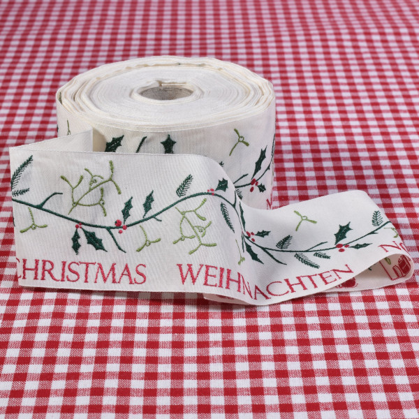 Rarität 1 m acufactum Webband Weihnachten Christmas Noel beige