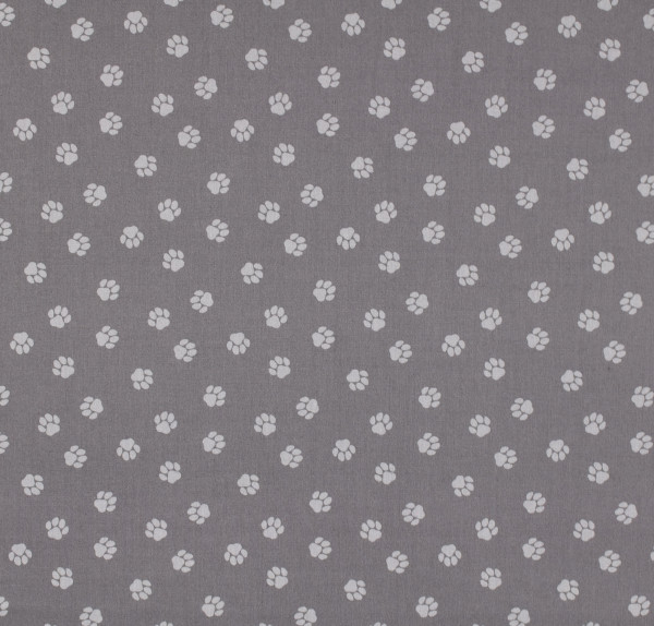 Baumwollstoff Dekostoff Tiere graue Pfoten auf Grau hellgrau Webware