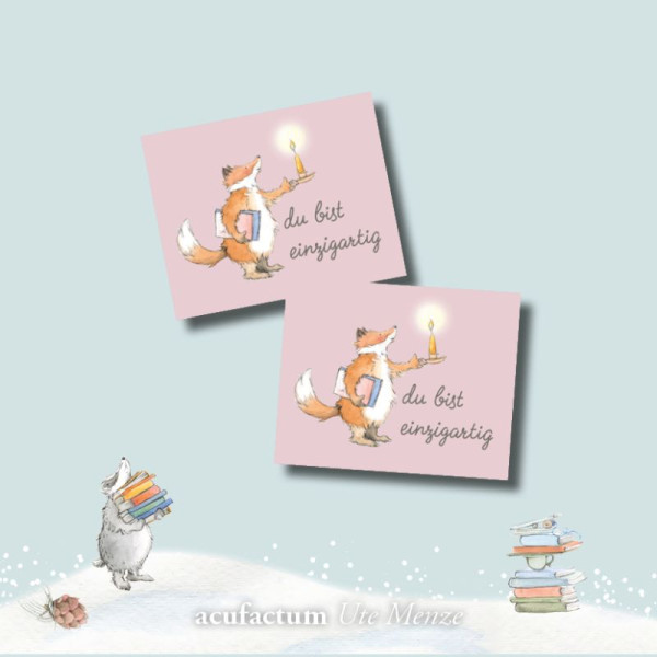 2 x acufactum Webetikett Patch Fuchs "Du bist einzigartig" Motivation