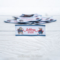 3 Stück acufactum Webetikett Aufnäher Mäuse blau "Lieblingsstück" 3 Stück acufactum Webetikett Aufnäher Mäuse blau "Lieblingsstück"