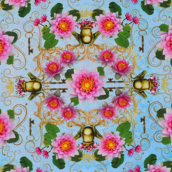 Patchworkstoff Frosch Frösche Froschkönig Seerosen "Secret Garden"