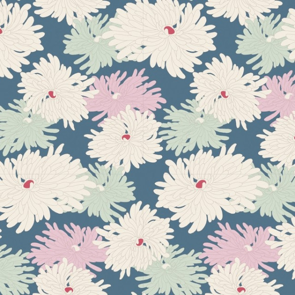 0,40 m Tilda Patchworkstoff Cottage Collection Blumen Minnie Blue
