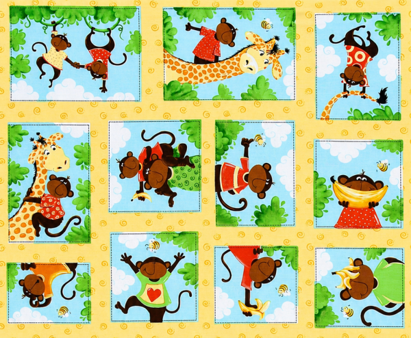 SALE 0,6 m Susybee Affen Ooeli Giraffen Kinderstoff Patchworkstoff