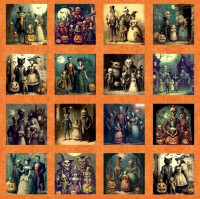 0,9 m Patchworkstoff Halloween seltsame Familien Creepsville Panel 0,9 m Patchworkstoff Halloween seltsame Familien Creepsville Panel