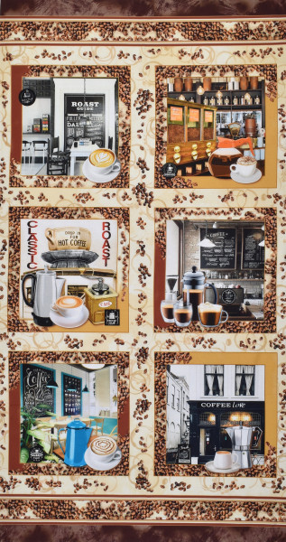 Patchworkstoff Kaffee Retro Cafe Kaffeebar "Coffe Corner"