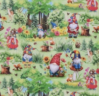 Patchworkstoff Wichtel Gnome "Hippie Gnomes" Flowerpower Garten Patchworkstoff Wichtel Gnome "Hippie Gnomes" Flowerpower Garten