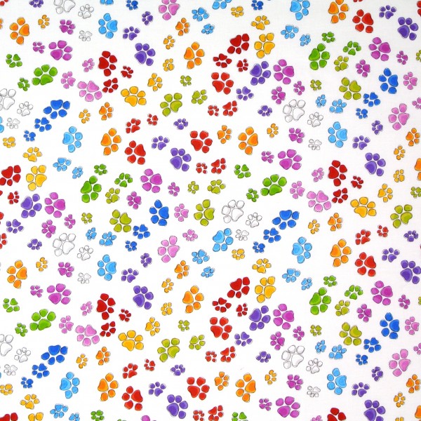 Loralie Hunde Patchworkstoff "Go Doggy" Pfoten weiß