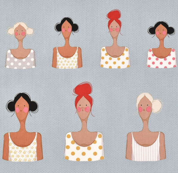 0,4 m Patchworkstoff Tilda "Me and my Friends" Panel hellblau