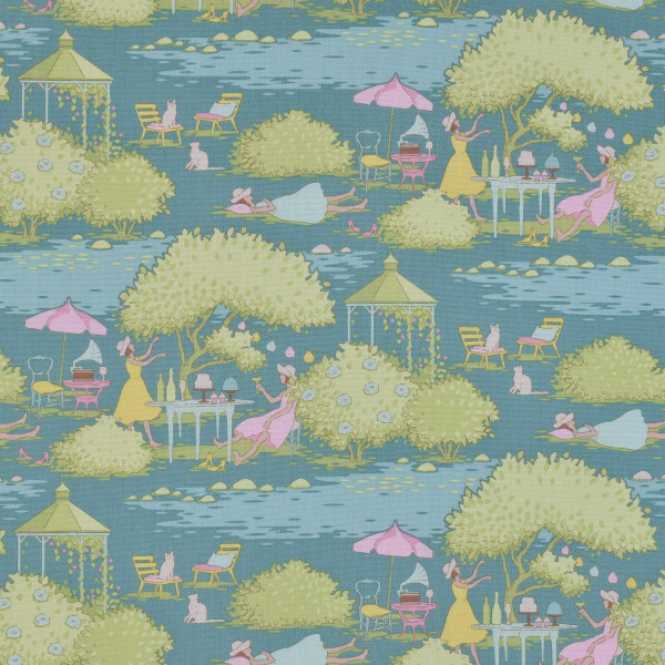 Patchworkstoff Tilda Vintage Frauen Garten "Sunday Brunch" grün