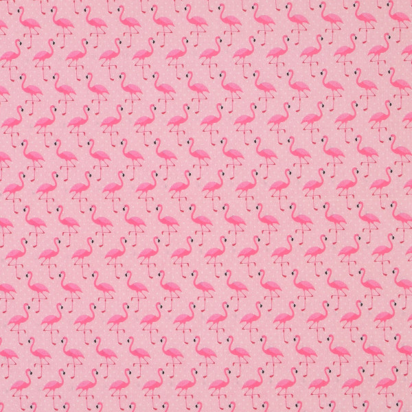 Baumwollstoff Flamingos Tiere Pünktchen rosa Webware
