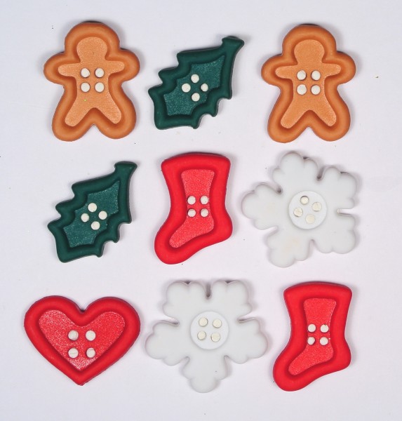 Motivknöpfe 9 Dekoknöpfe Weihnachten Holiday Medley