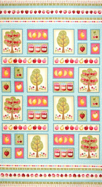 SALE Patchworkstoff"Funky Fruits"Obst Obstbäume Panel