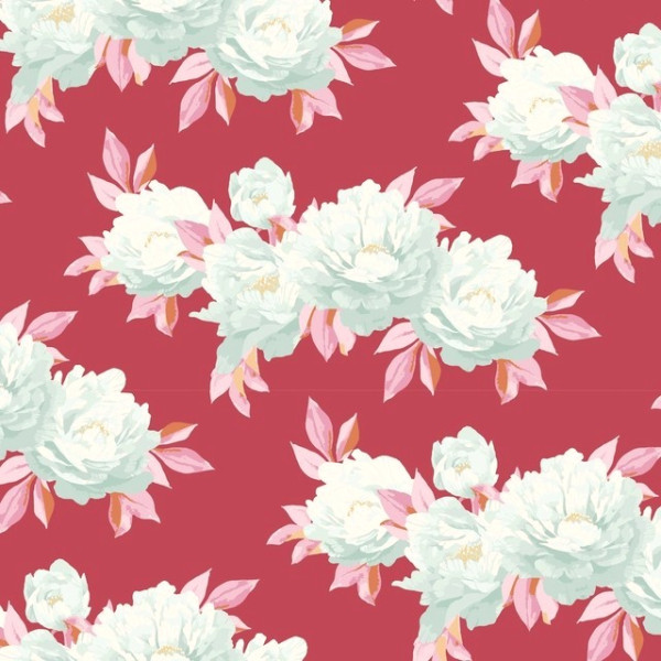 0,40 m Tilda Patchworkstoff Cottage Collection Blumen Minerva Red