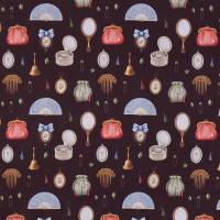 Patchworkstoff Retro Schönheitsutensilien Kosmetik Storybook Patchworkstoff Retro Schönheitsutensilien Kosmetik Storybook