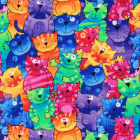 Patchworkstoff fröhliche bunte Katzen Happy Cats Webware Patchworkstoff fröhliche bunte Katzen Happy Cats Webware