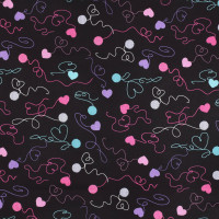 Patchworkstoff Stricken Wollknäuel Herzen "Love Eve More" schwarz Patchworkstoff Stricken Wollknäuel Herzen "Love Eve More" schwarz