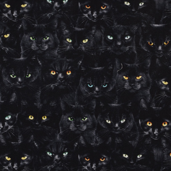 Patchworkstoff Katzenstoff Katzen schwarz "Black Cat Magic"