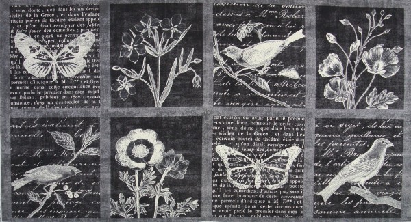 SALE Patchworkstoff Botanical Beauty Vögel Panel