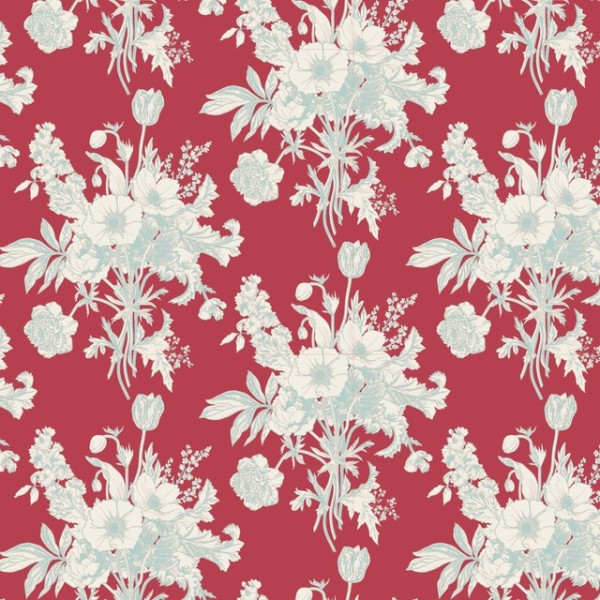 0,60 m Tilda Patchworkstoff Cottage Collection Blumen Botanical Red