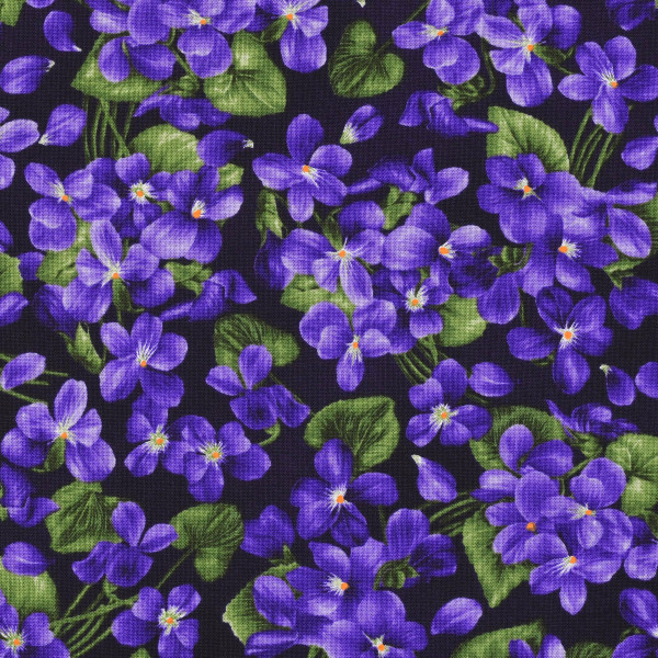 Patchworkstoff Veilchen Blumen "Viola" Webware schwarz