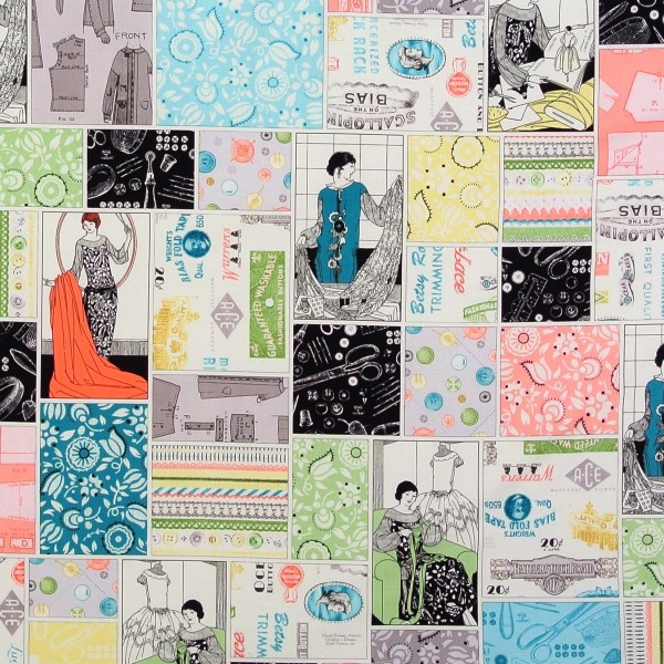 Sale 1,6 m Patchworkstoff Dressmaking Mode Vintage Motive