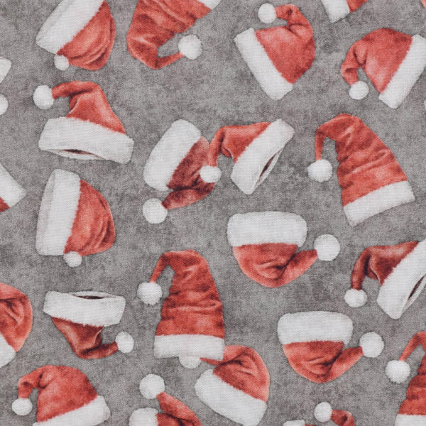 Patchworkstoff Weihnachten Advent Vintage Nikolaus Mützen