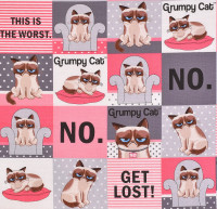 SALE Patchworkstoff Katzen Katzenstoff mürrische Katze "Grumpy Cat" SALE Patchworkstoff Katzen Katzenstoff mürrische Katze "Grumpy Cat"