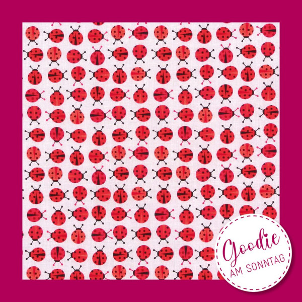Goodie am Sonntag Patchworkstoff Marienkäfer Glückskäfer 0,50 x 1,10 m