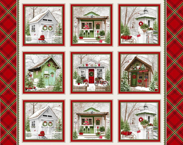 0,9 m Patchworkstoff Weihnachten Holiday Happy Place Panel