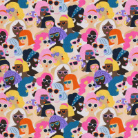 Patchworkstoff Frauen Vintage Sonnenbrillen "Women Together" Patchworkstoff Frauen Vintage Sonnenbrillen "Women Together"