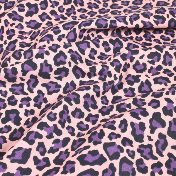 Baumwollstoff Leo Animalprint Tiermuster Dekostoff rosa