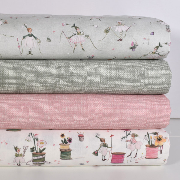 Acufactum Stoffpaket Frühling Schneeglöckchen Fadenspiel 4 Stoffe