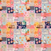 SALE Patchworkstoff Vintage Näh- und Kochutensilien Katzen "Sweet Home" SALE Patchworkstoff Vintage Näh- und Kochutensilien Katzen "Sweet Home"