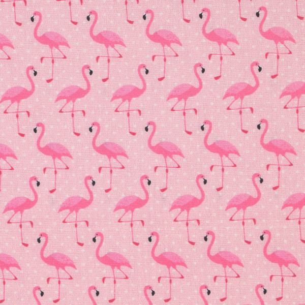 Baumwollstoff Flamingos Pünktchen rosa Webware