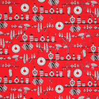 Sale 1 m Patchworkstoff "Joie de Vivre" Uhren Kosmetik rot Sale 1 m Patchworkstoff "Joie de Vivre" Uhren Kosmetik rot