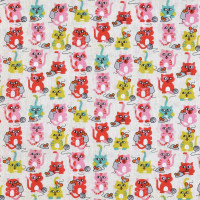 1,0 m Baumwollstoff Katzen Wolle Mäuschen natur Webware 1,0 m Baumwollstoff Katzen Wolle Mäuschen natur Webware