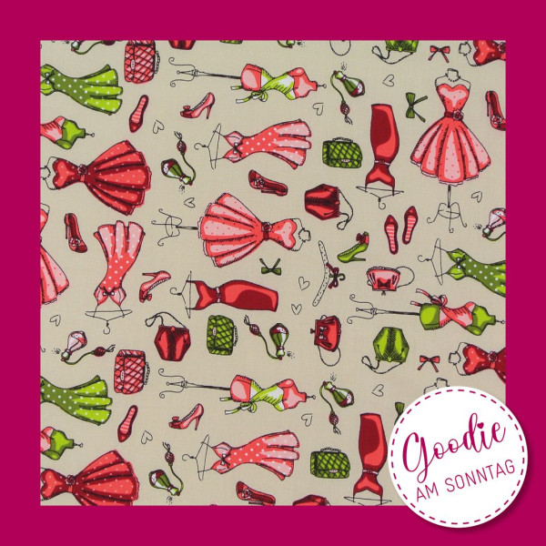 Goodie am Sonntag Baumwollstoff Vintage Mode 0,50 x 1,50 m