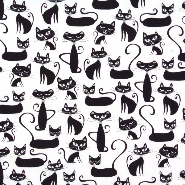 0,7 m Retro schnurrende Katzen auf Weiss B