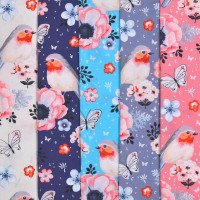 Baumwollstoff Stoffpaket Rotkehlchen Vögel Schmetterlinge Blumen 5 Stoffe Baumwollstoff Stoffpaket Rotkehlchen Vögel Schmetterlinge Blumen 5 Stoffe