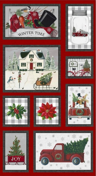 0,6 m Patchworkstoff Weihnachten Winter "Home for Cristmas" Panel
