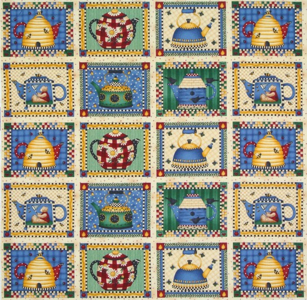 patchworkstoff debbie mumm teekannen 50x50