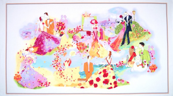 Patchworkstoff Liebe Paare "Blissful Moments" Romantik Panel