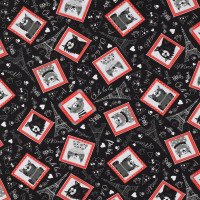 Patchworkstoff Katzen Katzenstoff Paris Parisian Cats schwarz Patchworkstoff Katzen Katzenstoff Paris Parisian Cats schwarz