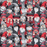 Patchworkstoff Wichtel Gnome Stricken Wolle "Knitting Gnomes" Patchworkstoff Wichtel Gnome Stricken Wolle "Knitting Gnomes"