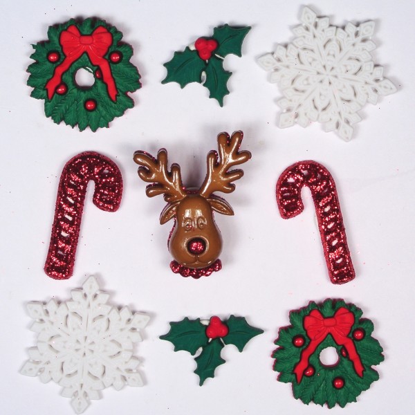 Motivknöpfe 9 Dekoknöpfe Weihnachten Deck the Halls