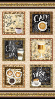Patchworkstoff Kaffee Kaffeemotive Schrift Panel "For the Love of Coffee" Patchworkstoff Kaffee Kaffeemotive Schrift Panel "For the Love of Coffee"