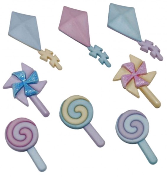 MotivkKnöpfe Sommer Windrad Drachen Lollies