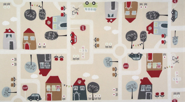 SALE 1,2 m Patchworkstoff Roundabout Straßen Panel Fahrzeuge blau